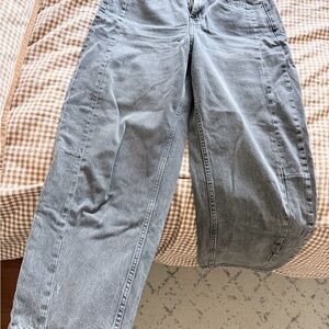 Black washed barrel jeans 
Old Navy